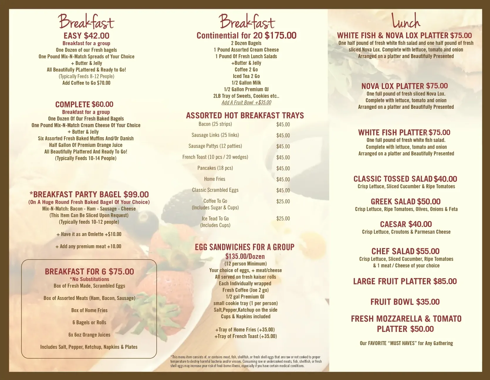 Catering menu page 2